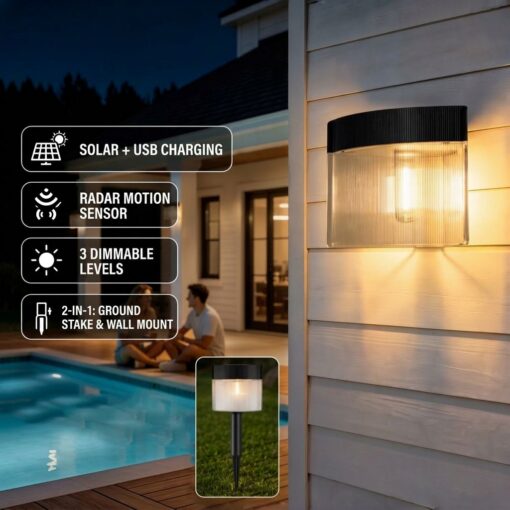 V1341-ZY-FWENWRGQ-WHITELIGHT-4PCS-00.jpg Solar Outdoor Wall Lamp 4 Pack with Radar Sensor – image 1