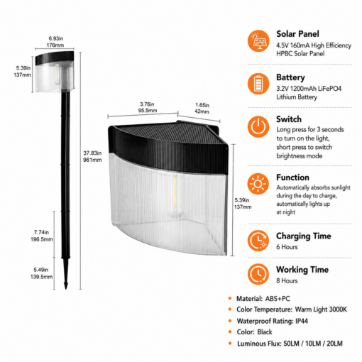 Solar Outdoor Wall Lamp 4 Pack with Radar Sensor – image 2