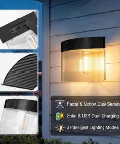 Solar Outdoor Wall Lamp 4 Pack with Radar Sensor - Image 4