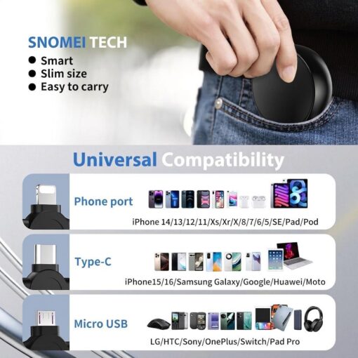 40-Pack Retractable 3-in-1 Charging Cable, 115cm – image 2