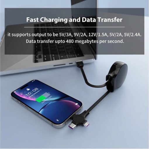 40-Pack Retractable 3-in-1 Charging Cable, 115cm – image 4