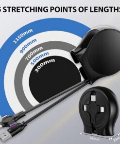 40-Pack Retractable 3-in-1 Charging Cable, 115cm - Image 7