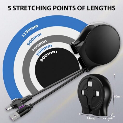40-Pack Retractable 3-in-1 Charging Cable, 115cm – image 7