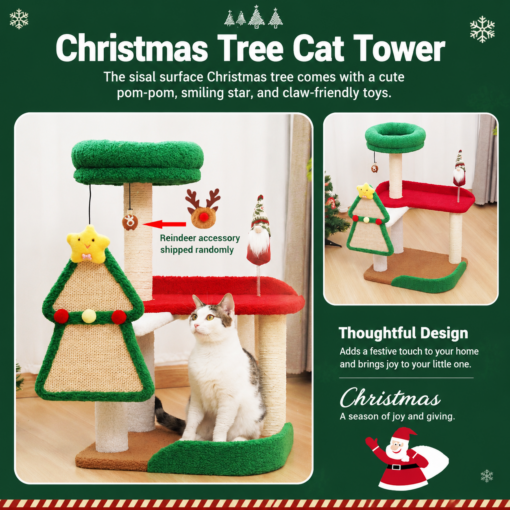 Christmas Cat Tree with Sisal Scratching Post – image 3