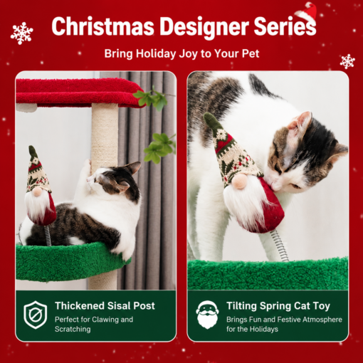 Christmas Cat Tree with Sisal Scratching Post – image 4