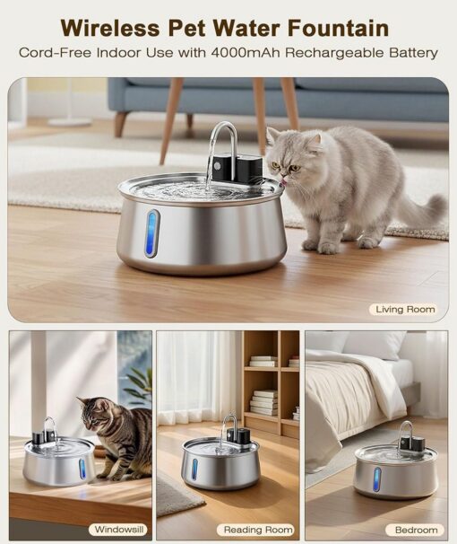 Does not apply Wireless Pet Fountain 4L Stainless Steel – image 5