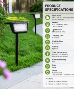Solar Garden Spotlights 4 Pack, 3200K Warm White - Image 4