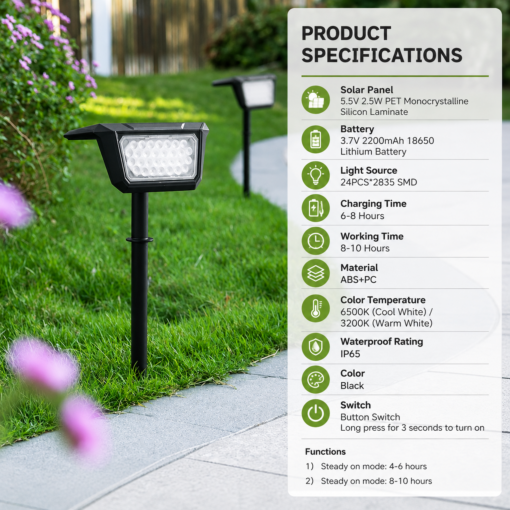 Solar Garden Spotlights 4 Pack, 3200K Warm White – image 4