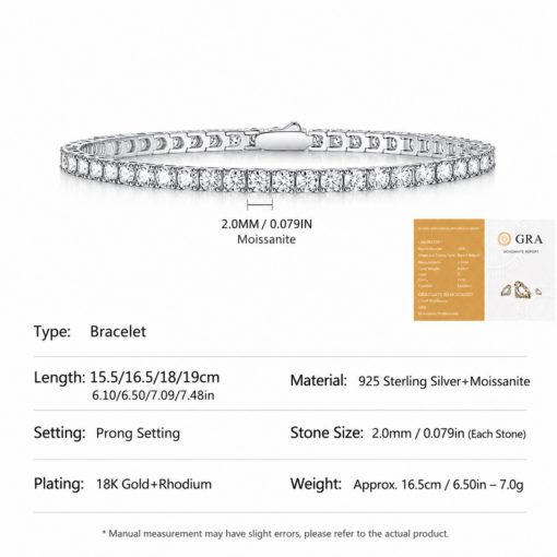 Moissanite Tennis Bracelet 4mm 925 Silver – image 12