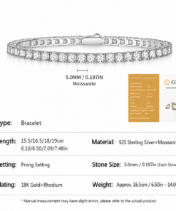 Moissanite Tennis Bracelet 925 Silver 4mm 19cm - Image 13