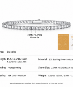 Moissanite Tennis Bracelet 925 Silver, 5mm - Image 12