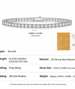 Moissanite Tennis Bracelet 925 Silver, 5mm - Image 14