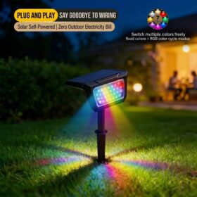 Solar RGB Garden Spotlight 3 Pack with 7 Colours – image 1