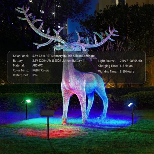 Solar RGB Garden Spotlight 3 Pack with 7 Colours – image 3