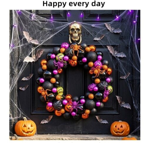 YLT Halloween Wreath with Ball Ornaments – image 2