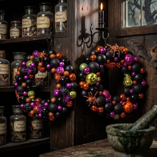 YLT Halloween Wreath with Ball Ornaments – image 9
