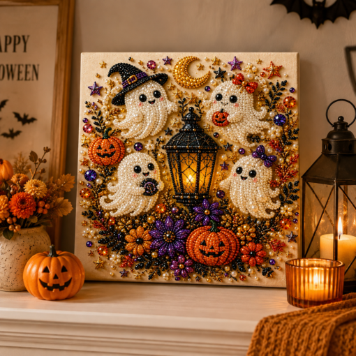YLT Halloween Pearl Diamond Painting Kit, Stretched Canvas – image 1