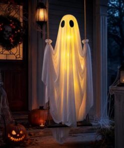 Swinging Ghost Halloween Decor with 8 Light Modes - Image 4