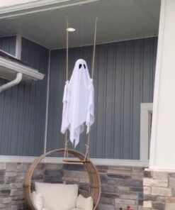 Swinging Ghost Halloween Decor with 8 Light Modes - Image 6