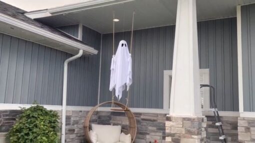 Swinging Ghost Halloween Decor with 8 Light Modes – image 6