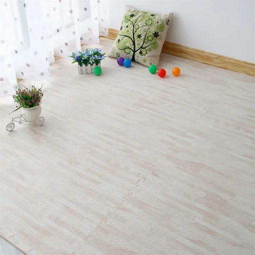 GENUX White Wood Grain EVA Gym Mats 12 Tiles – image 5