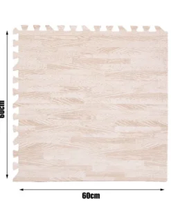 GENUX White Wood Grain EVA Gym Mats 12 Tiles - Image 9