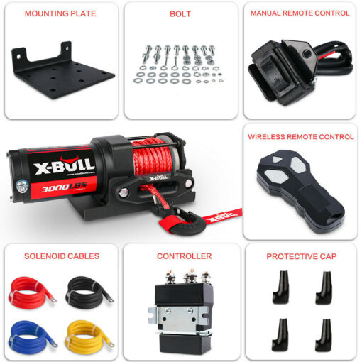 X-BULL 12V 3000lb Winch with Synthetic Rope – image 3