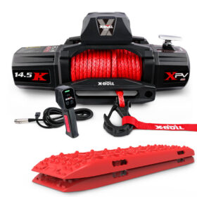 X-BULL 14500lb Winch with Red Recovery Tracks – image 1