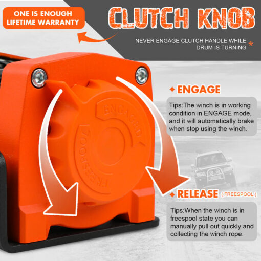 ZESUPER 12V 4500lb Winch with Nylon Rope – image 4