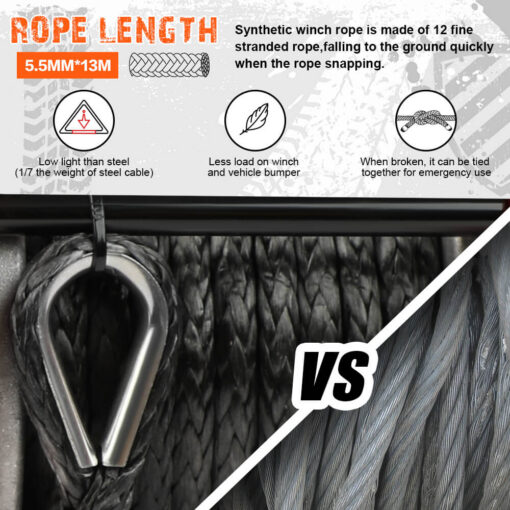 ZESUPER 12V 4500lb Winch with Nylon Rope – image 5