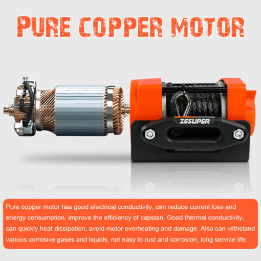 ZESUPER 12V 4500lb Winch with Nylon Rope – image 9