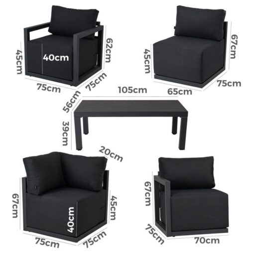 Dreamo 7 Seat Outdoor Lounge Set Charcoal – image 9