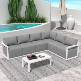 Dreamo 7-Piece White Aluminium Lounge Set – image 1