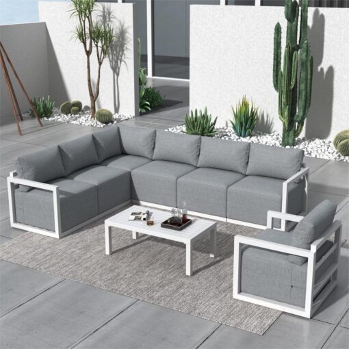 Dreamo 7 Seat Aluminium Lounge Set White – image 1