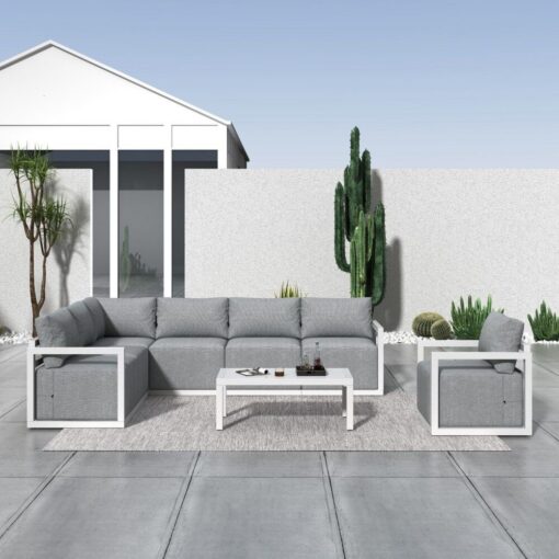 Dreamo 7 Seat Aluminium Lounge Set White – image 2