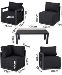 Dreamo 7 Seat Aluminium Lounge Set White - Image 9
