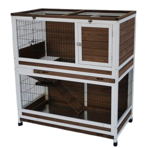 V278-D-1075-PET-CAGE-87406-00.jpg YES4PETS 118cm Double Storey Hutch Cage – image 1