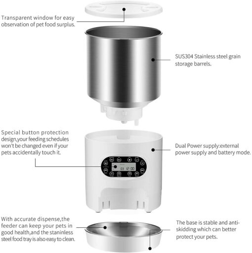 YES4PETS Automatic Pet Feeder 4.5L Stainless Steel – image 4