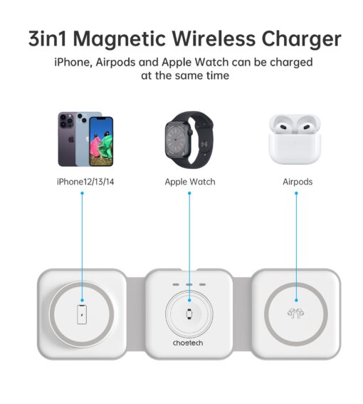CHOETECH 3-in-1 Foldable Wireless Charger – image 4