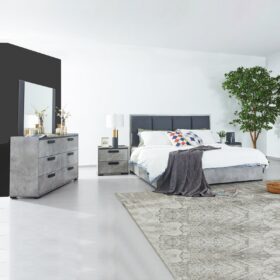 Melbournians Queen Bedroom Suite, Black Oak & Cement – image 1