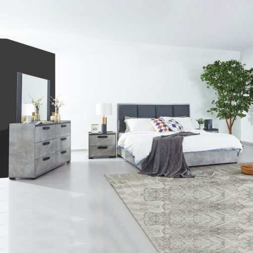 Melbournians Queen Bedroom Suite, Black Oak & Cement – image 1