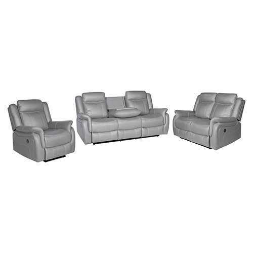 Melbournians 3-2-1 Grey Fabric Recliner Set Metal Frame – image 2
