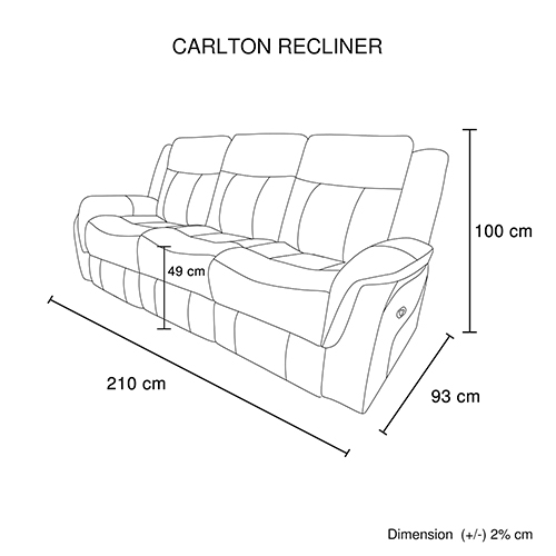 Melbournians 3-2-1 Grey Fabric Recliner Set Metal Frame – image 6