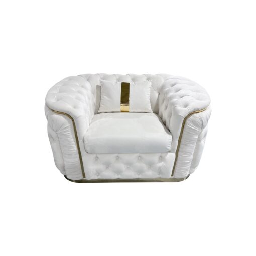 Melbournians Duke Beige Velvet Sofa Set with Gold Trim – image 3