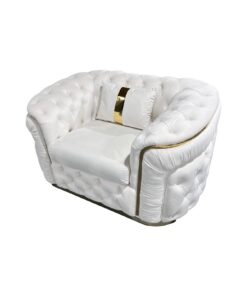 Melbournians Duke Beige Velvet Sofa Set with Gold Trim - Image 5