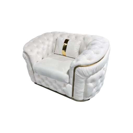 Melbournians Duke Beige Velvet Sofa Set with Gold Trim – image 5