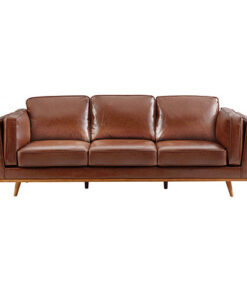 3+2 Seater Brown Leather-Style Sofa Set - Image 3