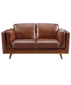 3+2 Seater Brown Leather-Style Sofa Set - Image 4