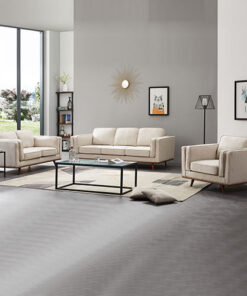 3+2+1 Beige Fabric Lounge Set with Wooden Frame - Image 7