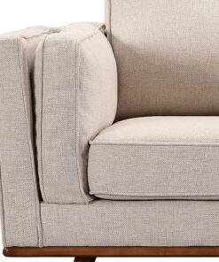 3+2+1 Beige Fabric Lounge Set with Wooden Frame - Image 4